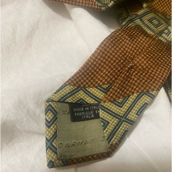 Giorgio Armani Cravatte 100% silk tie Made in Italy Brown/Grey Vntg.  EUC - Picture 6 of 8